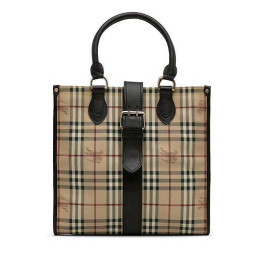 Burberry Haymarket Check Buckle Tote Bag